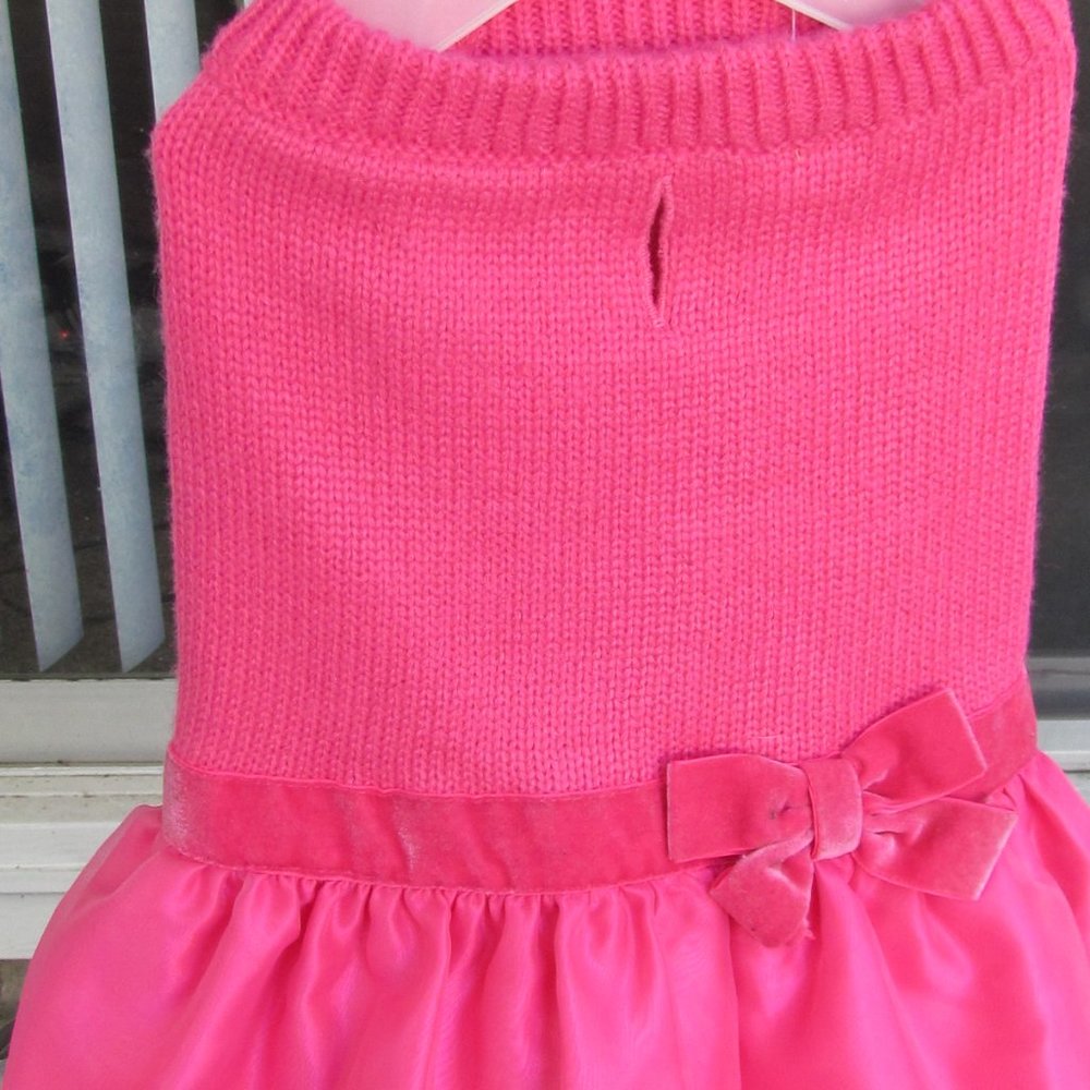 Bond & Co. Pink Sweater Dress velvet bow Medium NWT